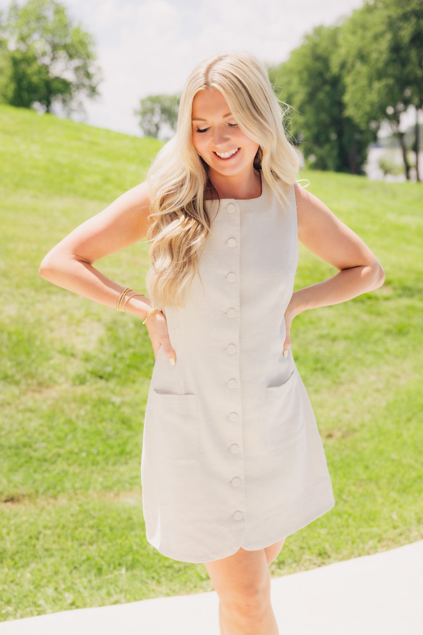 Oatmeal Button Down Linen Dress